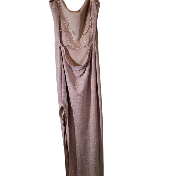 NWT Windsor Evening Dress Special Occasion Back Side Slit Ivory Glitter Gown - Picture 2 of 7
